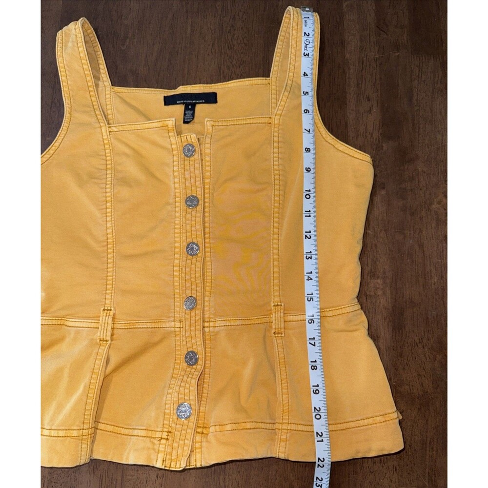 WHBM White House Black Market Yellow Tailored Twill Peplum Vest Tank Top Snaps 6 - Picture 10 of 10